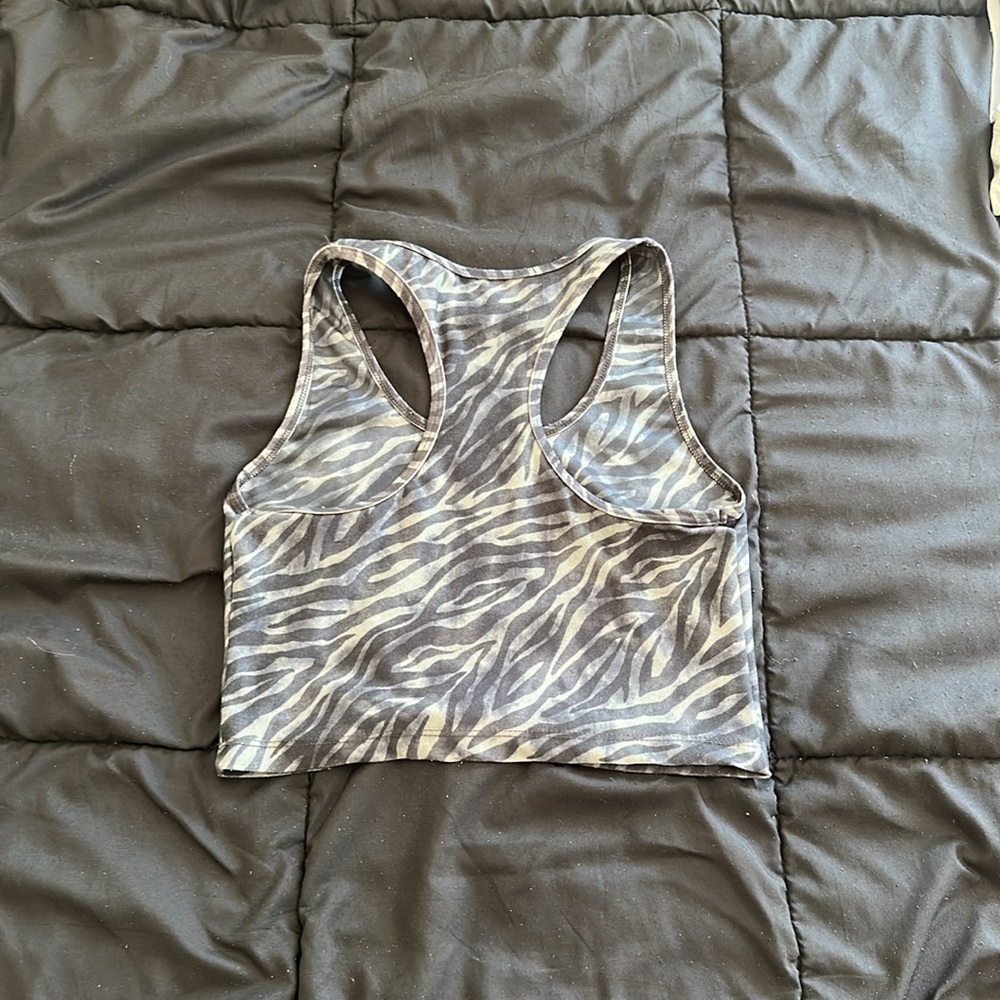 Zebra Print Racerback Women's Top - Picture 3 of 5